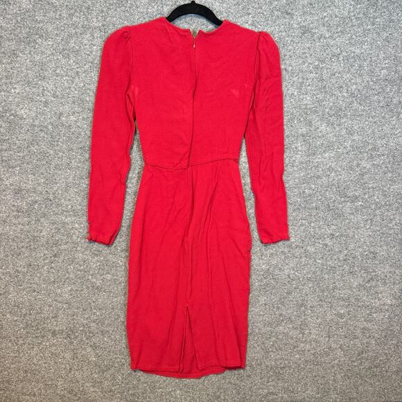 Reformation Dress Womens 4 Red Long Sleeve Zip Chest Cut Out Midi Dress Bodycon - Picture 2 of 12